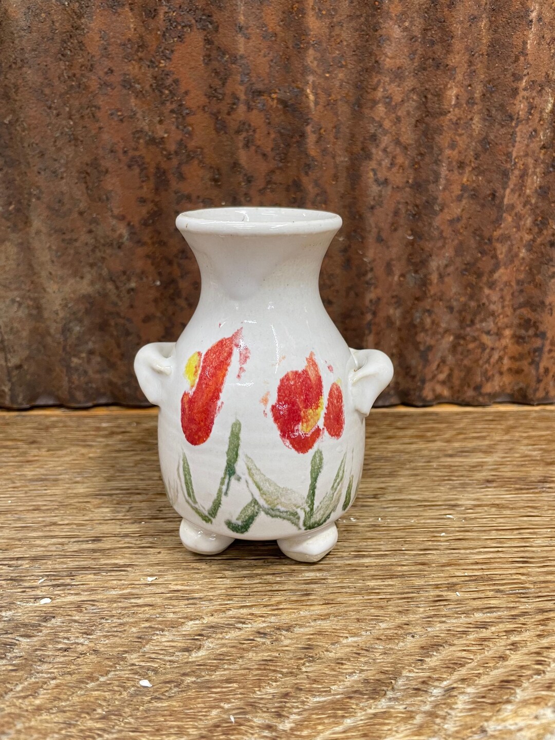 Handmade Ceramic Bud Vase: Hand-painted Floral Design - Etsy