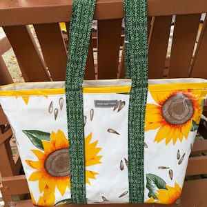 The Van Gogh--large reversible sunflower oilcloth tote bag