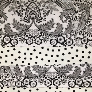 Seto of four black toile/polka dot reversible oilcloth placemats image 1