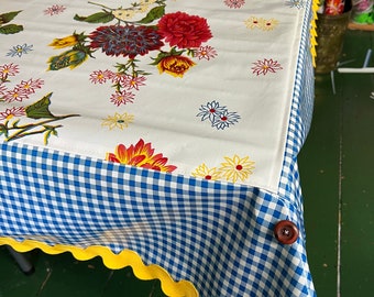 Mums the word--- floral oilcloth tablecloth