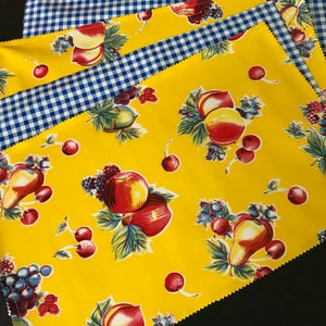easy pickins-- reversible retro fruit and gingham placemats