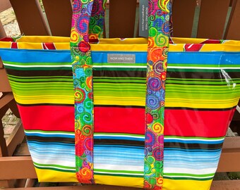 THe CInco de Mayo ---large Mexican print reversible oilcloth tote bag