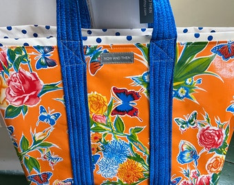 The Mariposa ----large reversible oilcloth tote bag