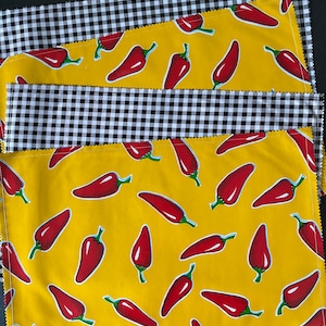 Red hot chile pepper---Reversible oilcloth placemats