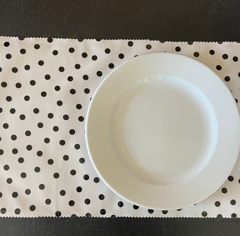 Set of four Senorita and black polka dot reversible oilcloth placemats image 4