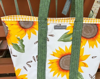 The Van Gogh--large reversible sunflower oilcloth tote bag