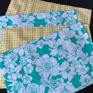 The Aloha--reversible aqua and yellow oilcloth placemats