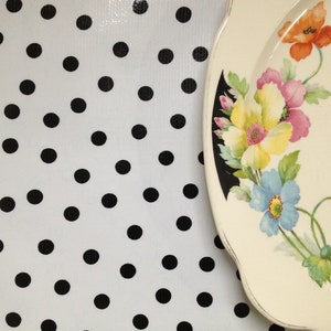 Seto of four black toile/polka dot reversible oilcloth placemats image 4