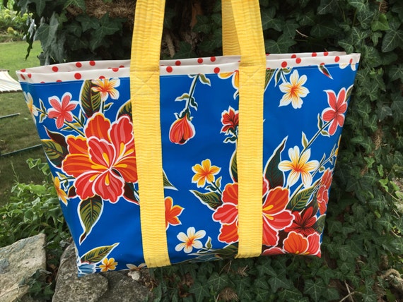 floral oilcloth bag