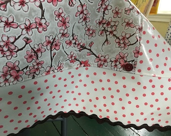 cherry blossom two patterned oilcloth tablecloth