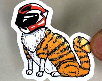 Motorcycle Cat Vinyl Sticker - Laptop, Water Bottle, Car Decal