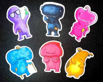 Whimsical Creature Stickers: Matte Vinyl Art for Laptop, Water Bottle