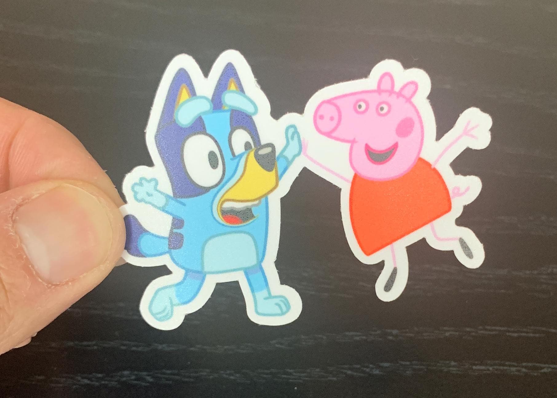 Bluey and Peppa high five 2.5" Sticker