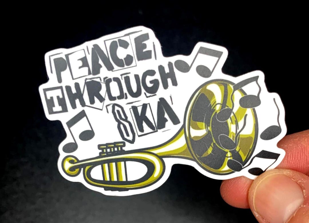 Ska Sticker Ska-punk Vinyl Sticker Peace Through Ska With a Trumpet - 3