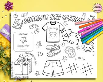 Personalized Sleepover Birthday Activity Sheet: Printable Coloring Page (PDF Download)