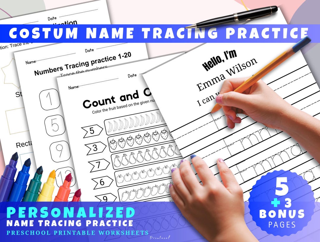 Personalized Name Tracing Worksheet: Pre-k Handwriting Practice (PDF ...