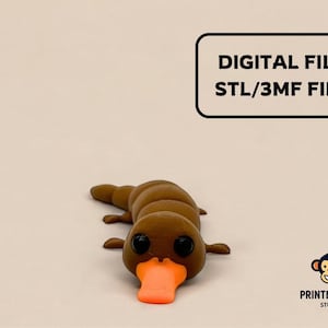 Articulated Flexi Platypus | STL file for 3D Printing | STL Print Files | Articulating Flexi Wiggle Pet, Print in Place | 3MF File | Cute
