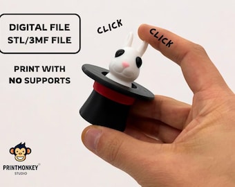 Fidget Clicker Magician's Pet | STL file for 3D Printing | STL Print Files | ASMR Sensory keyboard, Print in Place | 3MF File | Cute |
