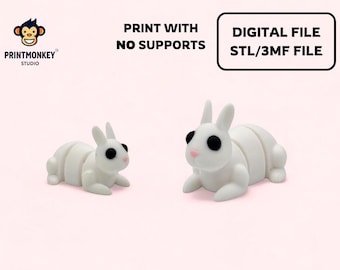 Conejito flexible articulado / Archivo STL para impresión 3D / Archivos de impresión STL / Mascota flexible articulada que se mueve, impresión en el lugar / Archivo 3MF / Lindo