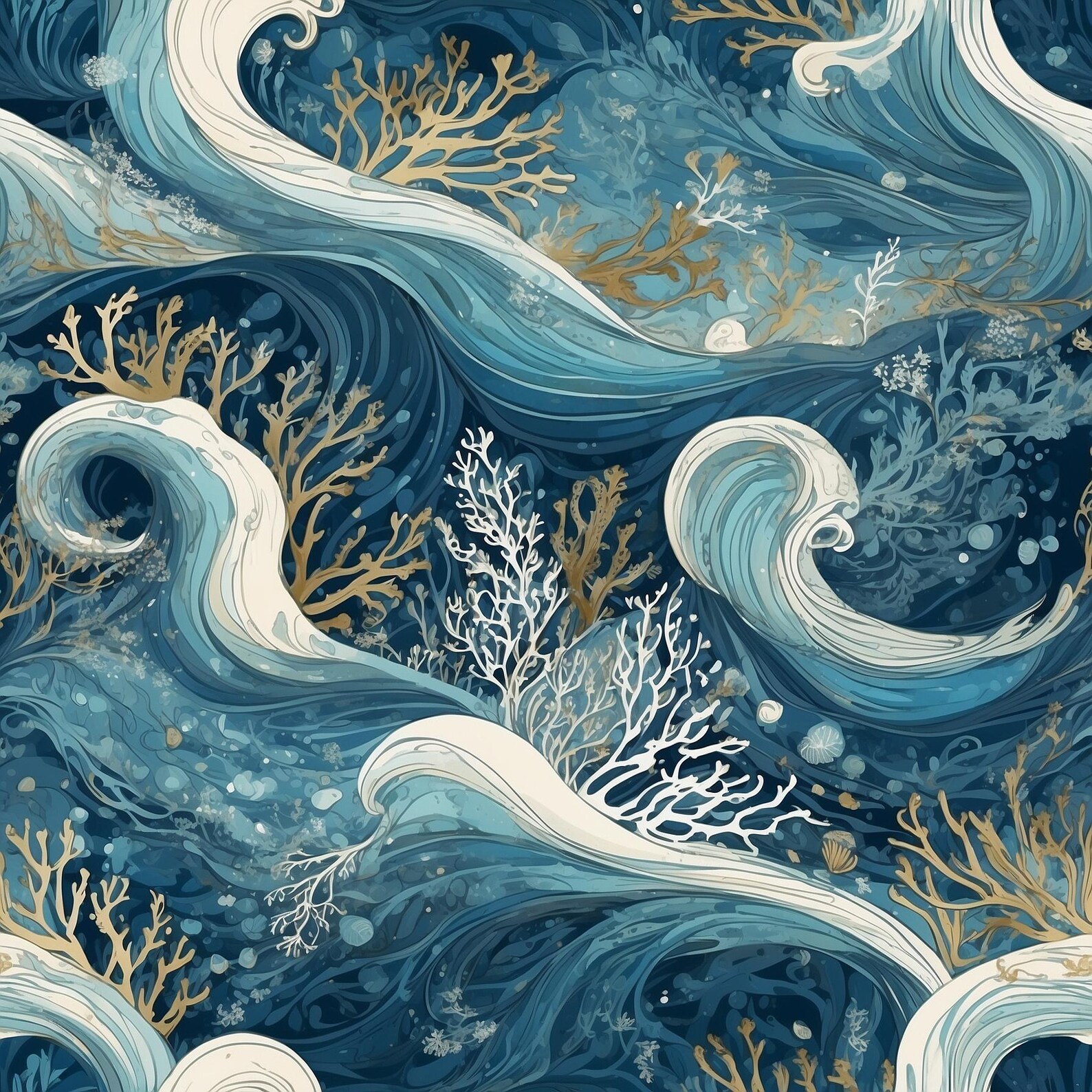 Tiny Repeat Print Pattern Small Seamless Oceanic Repeating Pattern for Fabric Sublimation ...