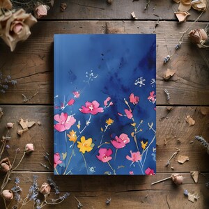 Blue Floral Hardcover Journal, Floral Diary, Notebook, Pretty Journal for Writing, Bullet Journaling, Gift for Writers, Back to School