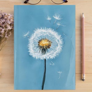 Dandelion Hardcover Journal, Unique Diary, Notebook, Planner, Bullet Journal, Gift for Writers, Floral Design Journal