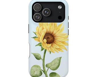 Funda de girasoles resistente a impactos para Galaxy S22 S21 / iPhone 17 16 15 14 13. Diseño floral artístico y colorido.