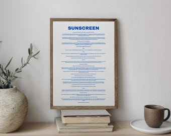 Cytat z Blue Sunscreen Baz Luhrmann Tekst piosenki, Everyone’s Free | Wydruk A4 / A3 lub pobranie cyfrowe