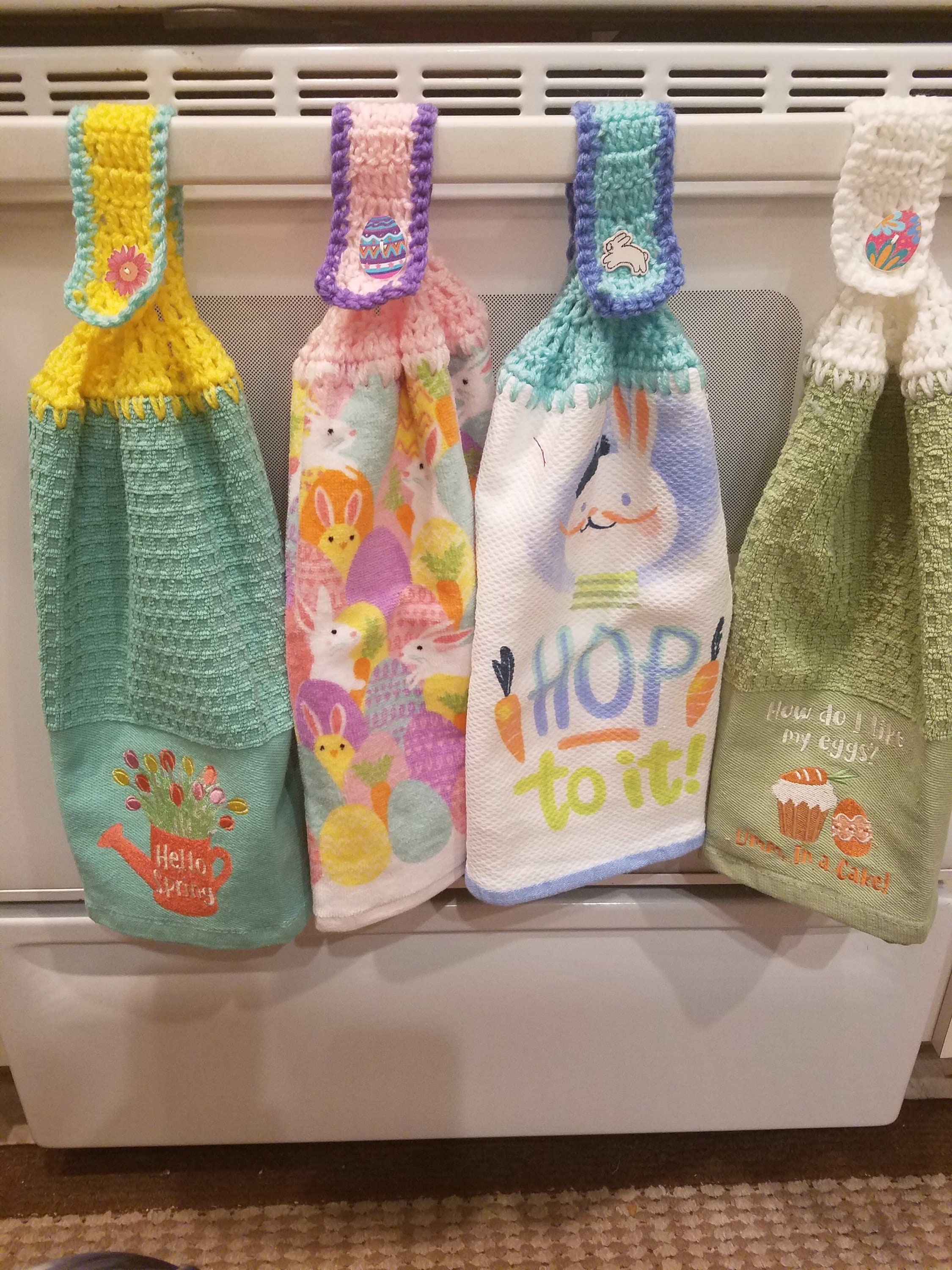 Set of 4 Spring Easter Crochet Hand Towels