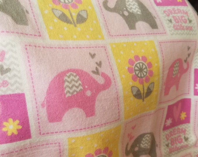 Twin Set Pink Elephant Inspired Girls' oversize hand crocheted Receiving Blanket