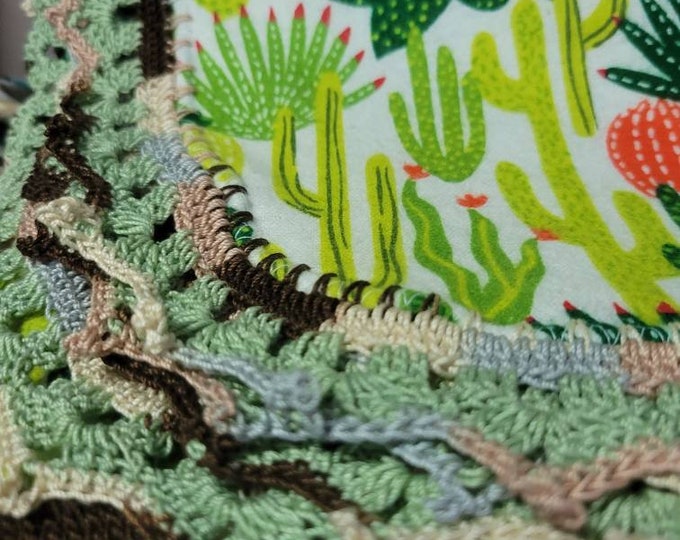 Bold Cactus Pattern Girl or Boy oversize Hand Crocheted Receiving Blanket