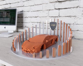 Silueta de superdeportivo italiano Toro Furioso cortada con láser: archivo digital para decoración de escritorio.