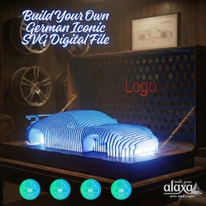 Laserskuren tysk ikonisk GT3-superbilsnattlampa: DIY LED-dekor (digital fil)