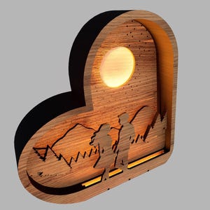 Laser geschnittene Nachtlampe SVG, herzförmige 3D-Lampe, Paargeschenk, hölzernes LED-Licht, DIY-Valentinstaglampe + Bonus-Datei enthalten