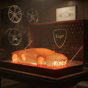 Laser Cut Italian Raging Bull Supercar Model Night Lamp : DIY LED Decor (Digital File)