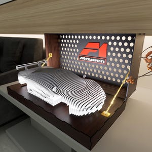 Maqueta de coche de madera inspirada en el McLaren F1 GTR cortada con láser - Lámpara de noche - Decoración LED DIY - Regalo de superdeportivo - Paramétrico + Archivo adicional incluido