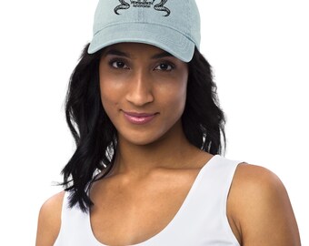 Demon Horns Denim Hat – Embroidered Adjustable Dad Cap, One Size Fits All