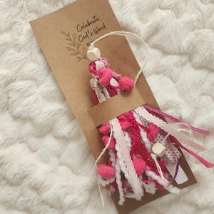 Bible Tassel - Handmade with cross pendant | Journal Bookmark | Bright Pink