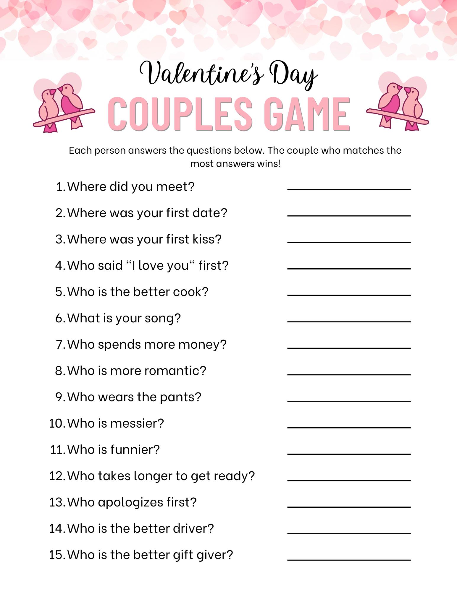 10 Valentine's Day Games PLR Printable Party Games Fun Activities for ...