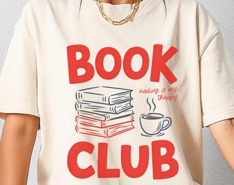 Reading Is My Therapy Shirt Design PNG, Preppy Book Club Design Sublimation Digital Download PNG, Bookstack With Coffee PNG, Bookish Things