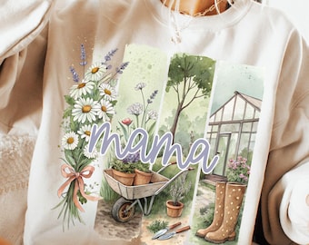 Wiosna Kwiatowy Daisy Mama PNG, Wiosenne Kwiaty Dzień Matki PNG, Ogrodnictwo Mama Koszulka Sublimacja Projekt Cyfrowe Pobieranie, Prezent dla Mamy