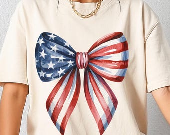 Coquette American Flag Fourth of July PNG, Land of the Free PNG, Lady Liberty Glorious and Free Png, 4th of July Preppy America 1776 Png