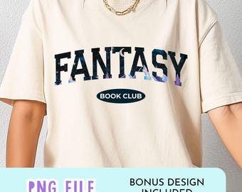 Fantasy Book Club PNG, Irisierendes Buchliebhaber Design Digitaler Download Sublimation PNG, Ein Weiteres Kapitel Buchbezogene Dinge PNG, Trendiges Hemd Png