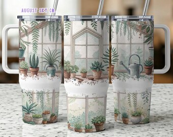 Succulente kasplanten 40oz beker, sublimatie ontwerp digitale download PNG Instant DIGITAAL ALLEEN, plantenliefhebber png