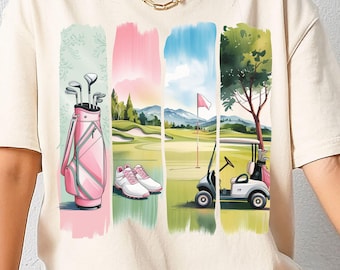 Preppy Watercolor Golf Shirt PNG, Brush Stroke Golf Lover Png, Preppy Golf Sublimation Design Digital Download PNG, Masters Golf Design Png