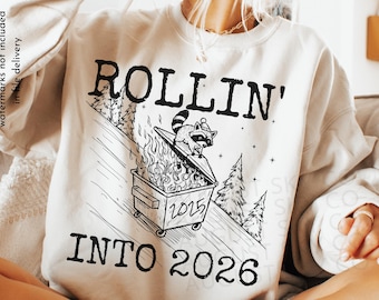 2026 Snarky New Year PNG, Funny Raccoon Feral Girl Shirt Design, Sarcastic Holiday Digital Download, New Year New Me PNG, Hello 2026 PNG