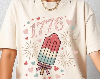 1776 Coquette Fourth of July PNG, Fireworks Land of the Free PNG, Lady Liberty Glorious and Free Png, 4th of July Preppy America 1776 Png
