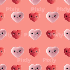 Modèle sans couture coeur doudou, design mignon de Saint-Valentin, fond coeur rose et rouge, esthétique amour kawaii, art imprimable romantique