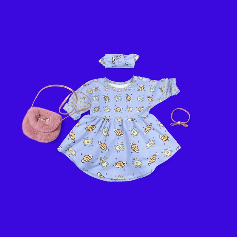 Planet Spaceship Print Pattern Women Long Robe main image 1