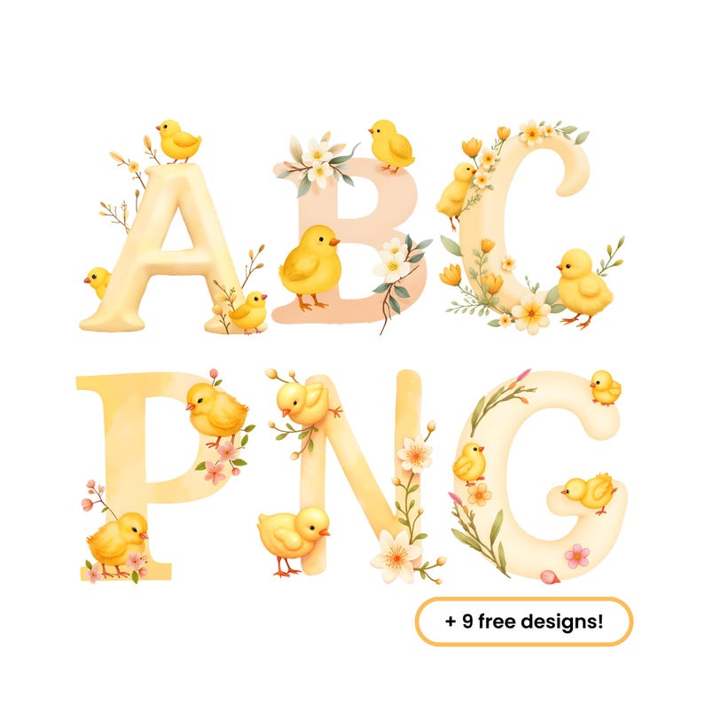 Easter Chicks Alphabet PNG Clipart Bundle, Letters & Numbers - Etsy